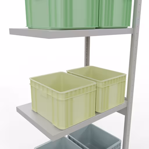 Figuur nr. 9 van het artikel aanbouwrekken, legbordstellingen, insteeksysteem MULTIplus250, 3000 x 750 x 500 mm, 7 legborden, RAL 7035 lichtgrijs uit de productgroep insteeksysteem van het merk Schulte Lagertechnik.
