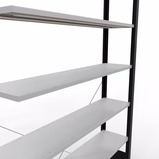 Figuur nr. 8 van het artikel aanbouwrekken, kantoorrekken, insteeksysteem MULTIplus85, 2300 x 1300 x 300 mm, 7 planken, kruisschoor, zonder aanslaglijst, zwart/lichtgrijs uit de productgroep kantoorrekken van Schulte Lagertechnik.