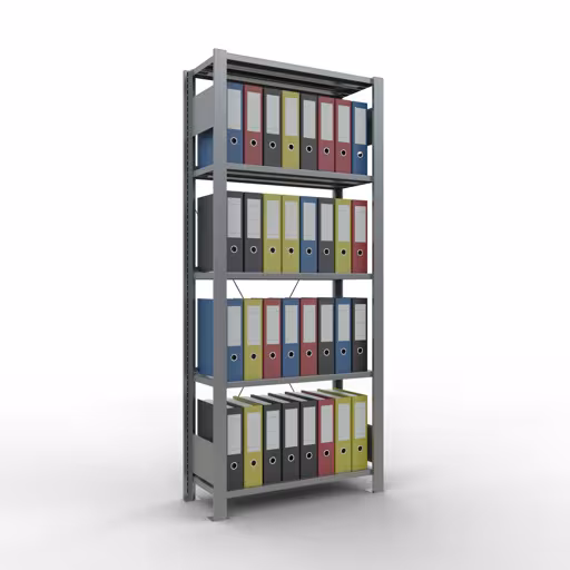 Productafbeelding nr. 16 van het artikel basisplank, kantoorplank, insteeksysteem MULTIplus85, 1800 x 750 x 300 mm, 5 planken, kruisschoor, verzinkt, met aanslagstang Figuur nr. 16 van het artikel Basisplank, kantoorplank MULTIplus85 insteeksysteem, 1800 x 750 x 300 mm, 5 planken, kruisschoor, verzinkt, met aanslagbalk uit de productgroep kantoorplanken van Schulte Lagertechnik.