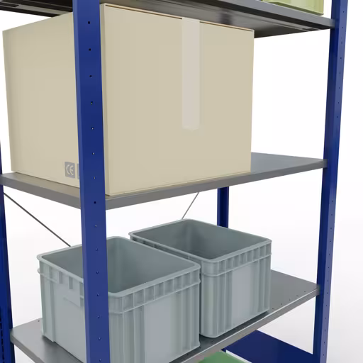 Basisplank, legbord, insteeksysteem MULTIplus150, 2000 x 1000 x 500 mm, 5 legborden, RAL 5010/verzinkt van Schulte Lagertechnik met artikelnr. 12650-B