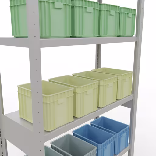 Figuur nr. 13 van het artikel basisrek, legbord, insteeksysteem MULTIplus250, 2500 x 1000 x 400 mm, 6 legborden, lengtestangen, RAL 7035 lichtgrijs uit de productgroep insteeksysteem van Schulte Lagertechnik.