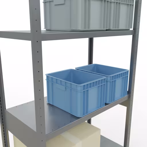 Productafbeelding nr. 15 van het artikel basisplank, legbord, insteeksysteem MULTIplus250, 3000 x 1000 x 500 mm (HxBxD), 7 legborden, lengtestangen, verzinkt Figuur nr. 15 van het artikel basisrek, legplank, insteeksysteem MULTIplus250, 3000 x 1000 x 500 mm, 7 legborden, lengtestangen, verzinkt uit de insteeksysteem productgroep van Schulte Lagertechnik.