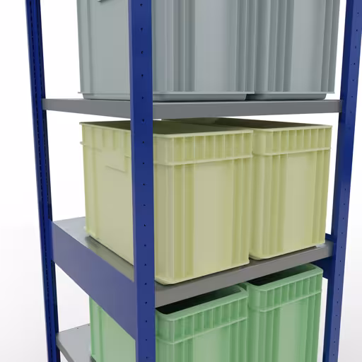 Productafbeelding nr. 15 van het artikel basisplank, legbord, insteeksysteem MULTIplus250, 2500 x 750 x 800 mm (HxBxD), 6 legborden, lengtestangen, RAL 5010 gentiaanblauw/verzinkt/verzinkt Figuur nr. 15 van het artikel basisrek, legbord, insteeksysteem MULTIplus250, 2500 x 750 x 800 mm, 6 legborden, lengtestangen, RAL 5010 gentiaanblauw/verzinkt/verzinkt uit de insteeksysteem productgroep van Schulte Lagertechnik.