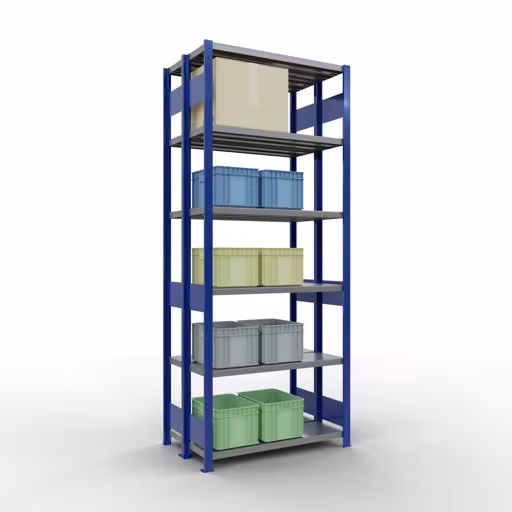 Productafbeelding nr. 12 van het artikel basisplank, dubbele plank, legbord insteeksysteem MULTIplus250, 2500 x 1000 x (2x300) mm, 2x6 legborden, RAL 5010 gentiaanblauw uit het assortiment legborden van het merk Schulte Lagertechnik