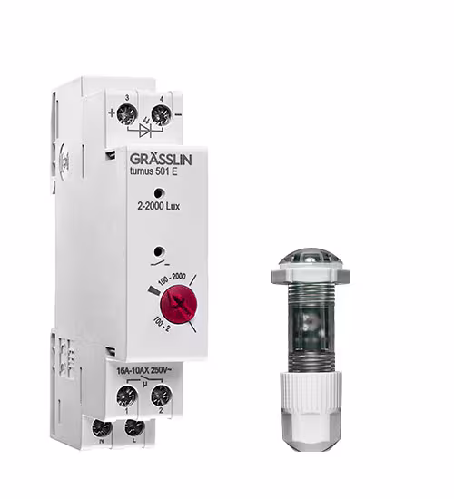 Schemerschakelaar turnus 501 E van Grässlin Zeitschaltung-technologie Schemerschakelaar rotatie, gebouwautomatisering, artikelnr. 181800141