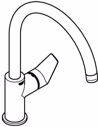 Technische Zeichnung 4080532 GROHE ééngreeps wastafelmengkraan BauEdge 31367 hoge uitloop chroom