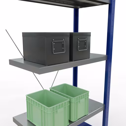 Afbeelding nr. 13 van het artikel aanbouwrekken, legbordstellingen, insteeksysteem MULTIplus250, 2000 x 750 x 400 mm, 5 legborden, kruisschoor, RAL 5010 gentiaanblauw/verzinkt/verzinkt uit de productgroep insteeksysteem van Schulte Lagertechnik.