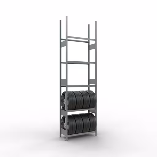 Figuur nr. 12 van het artikel basisrek, wielen-/bandenrek, 3500 x 1000 x 400 mm, verzinkt, 5 opslagniveaus met 150 kg vakbelasting per niveau uit de productgroep legbordstellingen van Schulte Lagertechnik