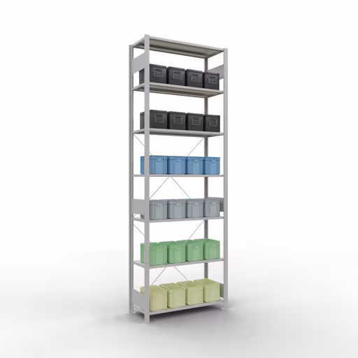 Figuur nr. 13 van het artikel basisrek, legplank-insteeksysteem MULTIplus85, 3000 x 1000 x 400 mm, 7 legborden, RAL 7035 lichtgrijs uit de productgroep insteeksysteem van het merk Schulte Lagertechnik.