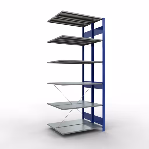 Aanbouwrekken, dubbele rekken, rekkensysteem MULTIplus150, 2500 x 1000 x (2x400) mm, 2x6 planken, RAL 5010 gentiaanblauw van Schulte Lagertechnik met het artikelnr. 32746-B