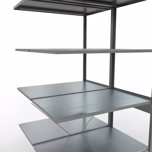 Figuur nr. 10 van het artikel aanbouwrekken, dubbele rekken, stellingrek insteeksysteem MULTIplus150, 2500 x 1000 x (2x600) mm, 2x6 planken, verzinkt uit de stellingstelling productgroep van Schulte Lagertechnik.