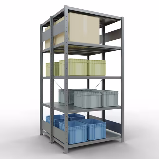 Extra afbeelding van het artikel Basisplank, dubbele plank, legplank-insteeksysteem MULTIplus250, 2000 x 1000 x (2x500) mm, 2x5 legborden, kruisschoor, verzinkt uit dubbele legborden