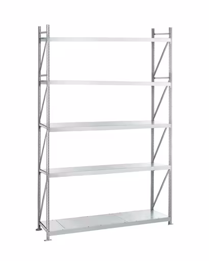 Basisplank, breedvakplank WS 3000 met stalen panelen, 3000 x 1500 x 600 mm, verzinkt, 5 niveaus, vakbelasting 500 kg, vakbelasting 2.500 kg van Schulte Lagertechnik Basisplank, breedvakplank WS 3000 met stalen panelen, 3000 x 1500 x 600 mm, verzinkt, 5 niveaus, vakbelasting 500 kg, vakbelasting 2.500 kg, WS3000 voor vakbelasting tot 500 kg, art.nr. 22174