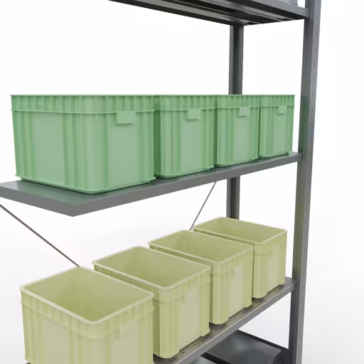 Productafbeelding nr. 12 van het artikel Aanbouwplank, legplank-insteeksysteem MULTIplus150, 2000 x 1000 x 300 mm, 5 legborden, verzinkt - Expressline uit het plug-in-systeem assortiment van Schulte Lagertechnik