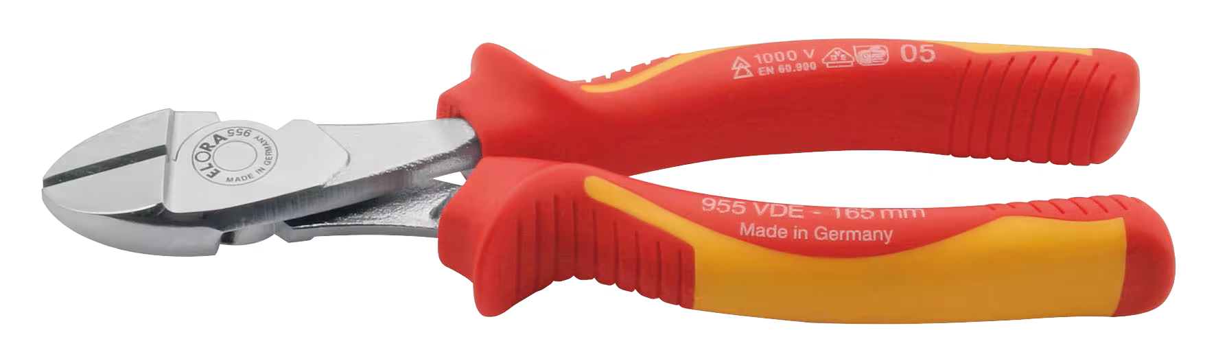 VDE-krachtzijsnijtang met geïsoleerde handgreepbeschermkappen, ELORA-955 uit de categorie zijsnijders met artikelnr. 0955022002100