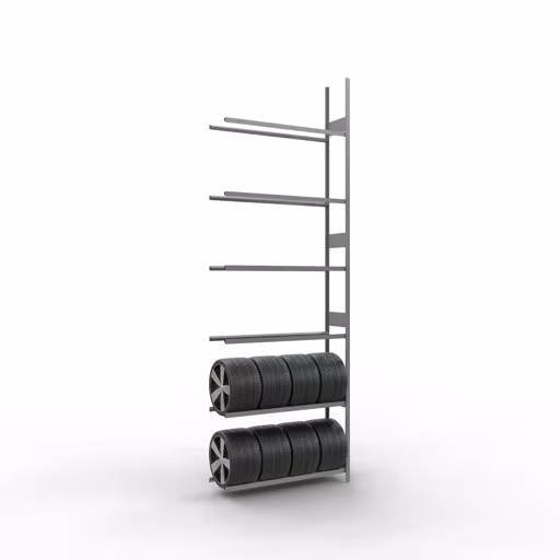 Afbeelding nr. 11 van het artikel aanbouwrek, wielen-/bandenrek, 4500 x 1500 x 400 mm, verzinkt, 6 opslagniveaus met 150 kg vakbelasting per niveau uit de productgroep stellingrekken van Schulte Lagertechnik