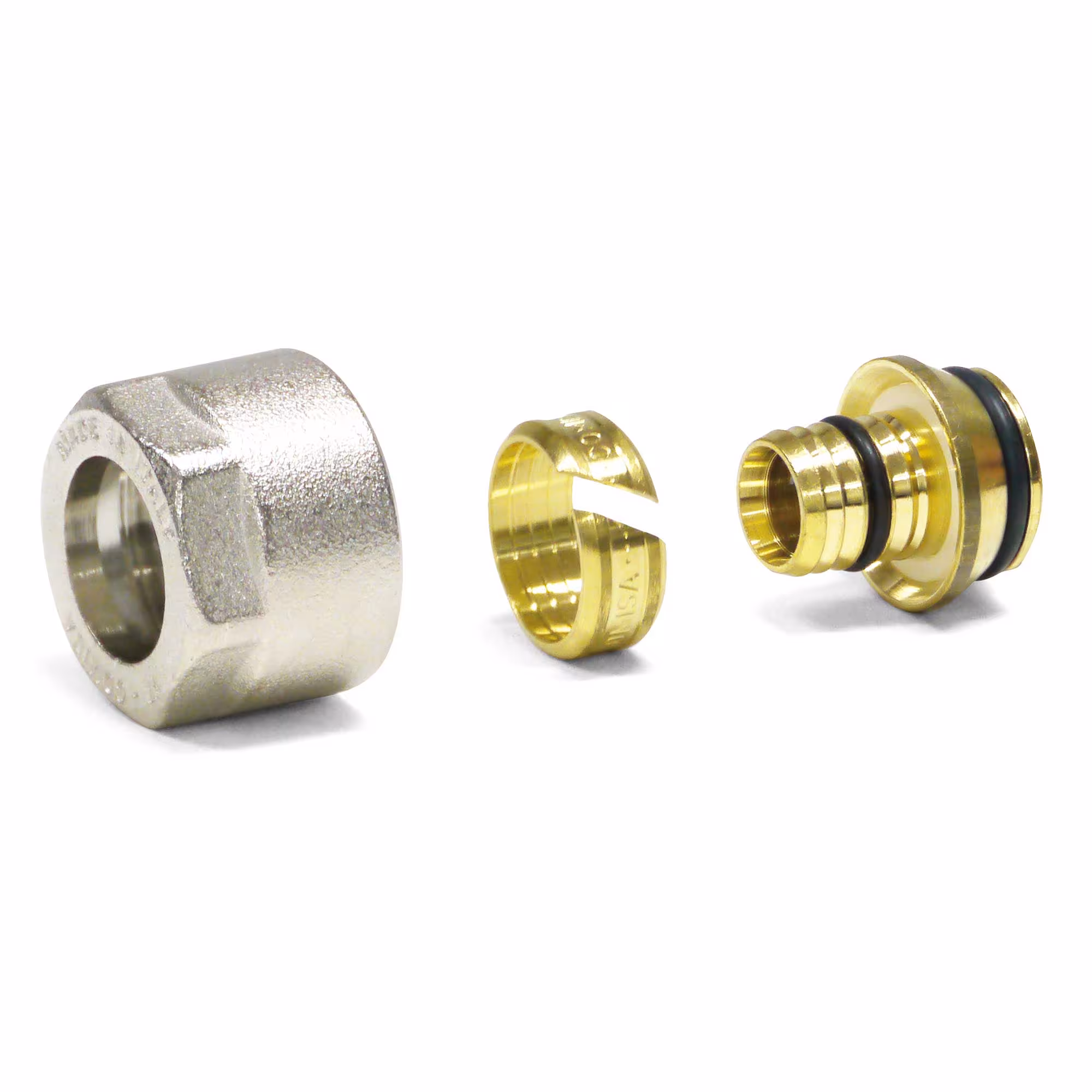 Pipetec Euroconus knelfitting met 3/4" moer voor aluminium composietbuis en PE-RT buis 16 x 2 mm van Pipetec Messing knelfitting, schroefkoppelingen, art.nr. KV16M