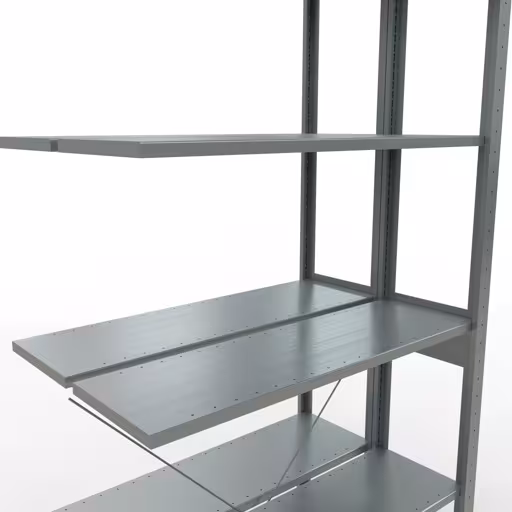 Aanbouwstelling, dubbele stelling, stellingsysteem MULTIplus150, 2500 x 1000 x (2x300) mm (HxBxD), 2x6 legborden, kruisschoor, verzinkt uit de categorie dubbele stelling met de GTIN 4004514208309 Aanbouwrekken, dubbele rekken, rekkensysteem MULTIplus150, 2500 x 1000 x (2x300) mm, 2x6 planken, kruisschoor, verzinkt van Schulte Lagertechnik uit het rekkenprogramma