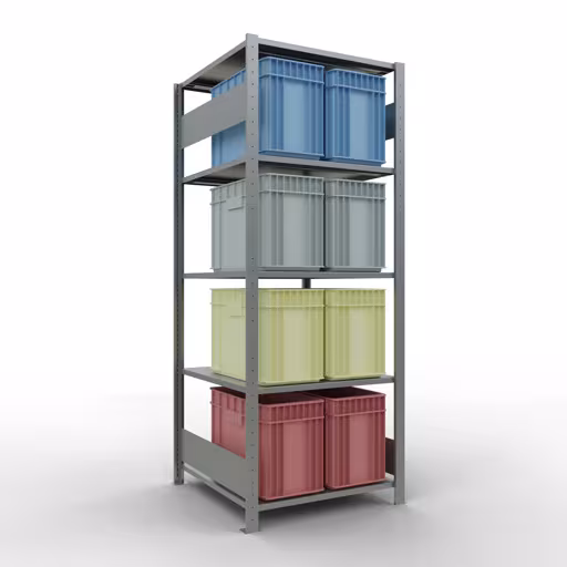 Basisplank, legplank, insteeksysteem MULTIplus150, 2000 x 750 x 800 mm (HxBxD), 5 legborden, lengtestangen, verzinkt uit de categorie basisplanken met de GTIN 4004514281272 Basisplank, legbord, insteeksysteem MULTIplus150, 2000 x 750 x 800 mm, 5 legborden, lengtestangen, verzinkt van Schulte Lagertechnik uit het assortiment insteeksysteem