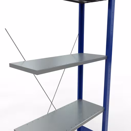 Productafbeelding nr. 7 van het artikel aanbouwplank, legbord, insteeksysteem MULTIplus150, 2000 x 750 x 300 mm, 5 legborden, RAL 5010 gentiaanblauw/verzinkt/verzinkt uit het insteeksysteem-assortiment van Schulte Lagertechnik