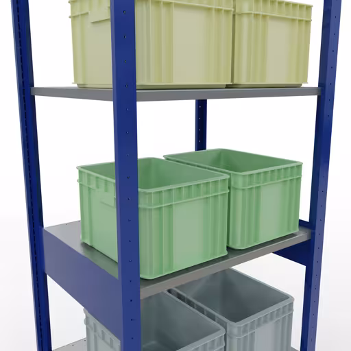 Basisplank, legbord, insteeksysteem MULTIplus150, 2500 x 750 x 600 mm, 6 legborden, lengtestangen, RAL 5010 gentiaanblauw/verzinkt/verzinkt van Schulte Lagertechnik uit de categorie insteeksystemen