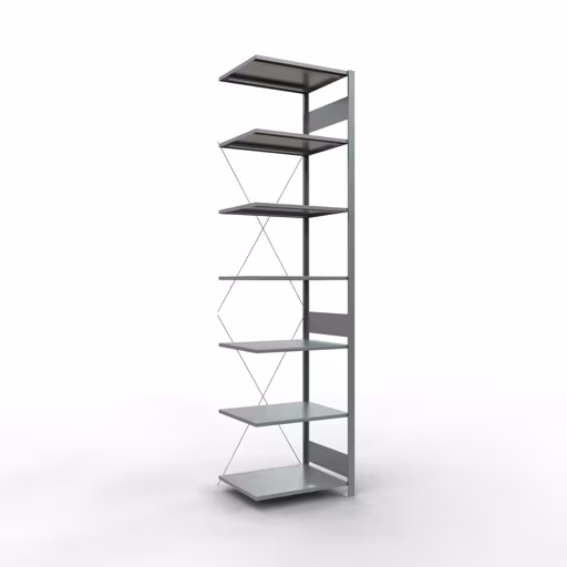 Aanbouwrekken, rekken, insteeksysteem MULTIplus150, 3000 x 750 x 600 mm (HxBxD), 7 legborden, kruisschoor, verzinkt van Schulte Lagertechnik Aanbouwrekken, legborden, insteeksysteem MULTIplus150, 3000 x 750 x 600 mm (HxBxD), 7 legborden, kruisschoor, verzinkt, aanbouwplank, art.nr. 12767-75