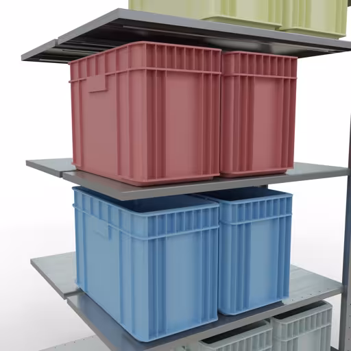 Afbeelding nr. 13 van het artikel aanbouwrekken, dubbele rekken, stellingrekken, insteeksysteem MULTIplus150, 2000 x 1000 x (2x500) mm, 2x5 planken, lengtestangen, verzinkt uit de productgroep stellingrekken van Schulte Lagertechnik