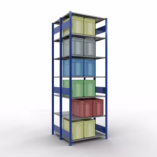 Extra afbeelding van het artikel Basisplank, dubbele plank, legplank-insteeksysteem MULTIplus150, 3000 x 1000 x (2x500) mm (HxBxD), 2x7 legborden, lengtestangen, RAL 5010 gentiaanblauw Extra afbeelding van het artikel Basisplank, dubbele plank, plankinsteeksysteem MULTIplus150, 3000 x 1000 x (2x500) mm, 2x7 planken, lengtestangen, RAL 5010 gentiaanblauw uit dubbele planken