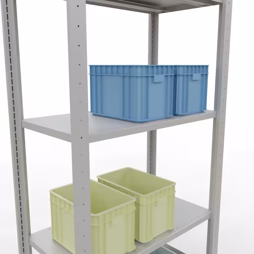 Extra afbeelding van het artikel Basisplank, legbord, insteeksysteem MULTIplus150, 2000 x 750 x 400 mm (HxBxD), 5 legborden, lengtestangen, RAL 7035 lichtgrijs Extra afbeelding van het artikel Basisplank, legplank, insteeksysteem MULTIplus150, 2000 x 750 x 400 mm, 5 legborden, lengtebalk, RAL 7035 lichtgrijs van basisplank