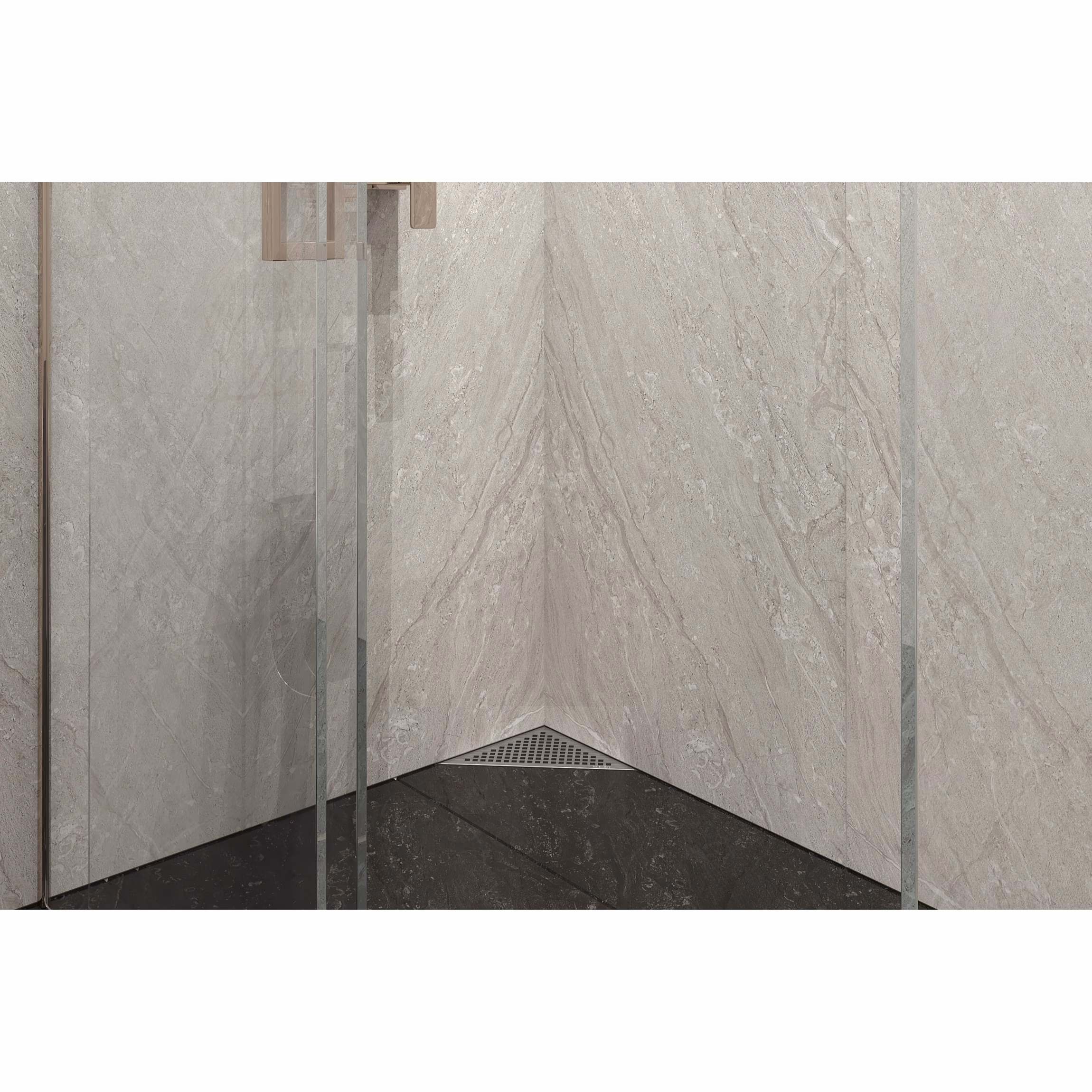 Ohne Text 3963918 Mert ultravlakke vloerafvoer "DREIECK KARE" 215x215x304 mm, afvoer DIN 50