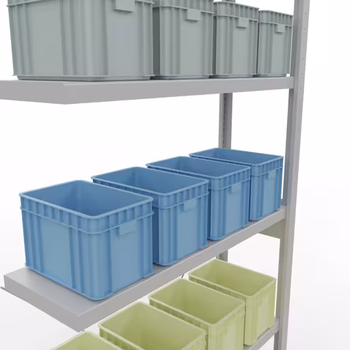 Productafbeelding nr. 15 van het artikel aanbouwrekken, stellingrekken, insteeksysteem MULTIplus250, 2500 x 1000 x 300 mm, 6 legborden, kruisschoor, RAL 7035 lichtgrijs uit het assortiment insteeksysteem van het merk Schulte Lagertechnik
