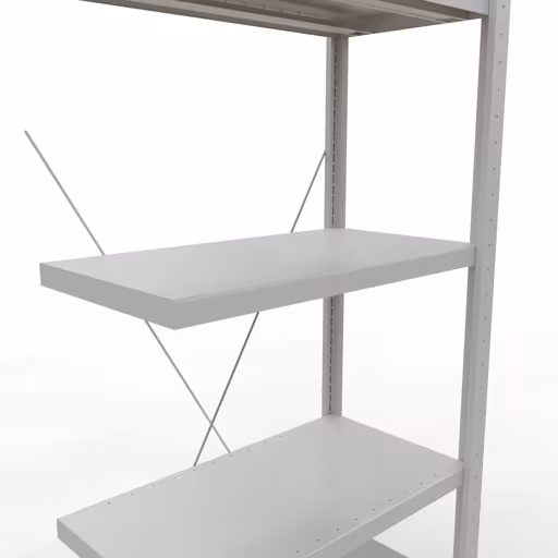 Figuur nr. 15 van het artikel aanbouwrekken, legbordstellingen, insteeksysteem MULTIplus250, 2000 x 750 x 400 mm, 5 legborden, kruisschoor, RAL 7035 lichtgrijs uit de insteeksysteem productgroep van Schulte Lagertechnik.