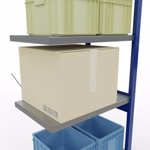 Afbeelding nr. 7 van het artikel aanbouwrekken, legbordstellingen, insteeksysteem MULTIplus250, 2500 x 750 x 500 mm, 6 legborden, RAL 5010 gentiaanblauw/verzinkt/verzinkt uit de productgroep insteeksysteem van het merk Schulte Lagertechnik.