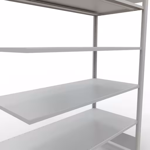 Figuur nr. 12 van het artikel aanbouwrekken, kantoorrekken, insteeksysteem MULTIplus150, 2000 x 1300 x 600 mm, 6 planken, lengtestangen, zonder middenaanslag, lichtgrijs uit de productgroep kantoorrekken van Schulte Lagertechnik.