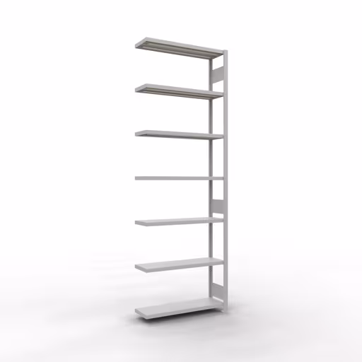 Aanbouwrekken, rekken, insteeksysteem MULTIplus330, 3000 x 1000 x 300 mm (HxBxD), 7 planken, lengtestangen, RAL 7035 lichtgrijs van Schulte Lagertechnik Aanbouwrekken, rekken, insteeksysteem MULTIplus330, 3000 x 1000 x 300 mm (HxBxD), 7 legborden, lengtebalk, RAL 7035 lichtgrijs, aanbouwplank, art.nr. 33837-LR