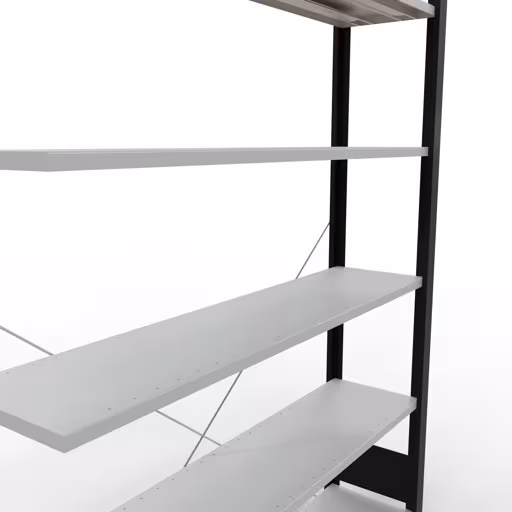 Aanbouwrekken, kantoorrekken, insteeksysteem MULTIplus85, 2000 x 1300 x 300 mm, 6 planken, dwarsschoor, zonder aanslaglijst, zwart/lichtgrijs van Schulte Lagertechnik met artikelnr. 36029-S