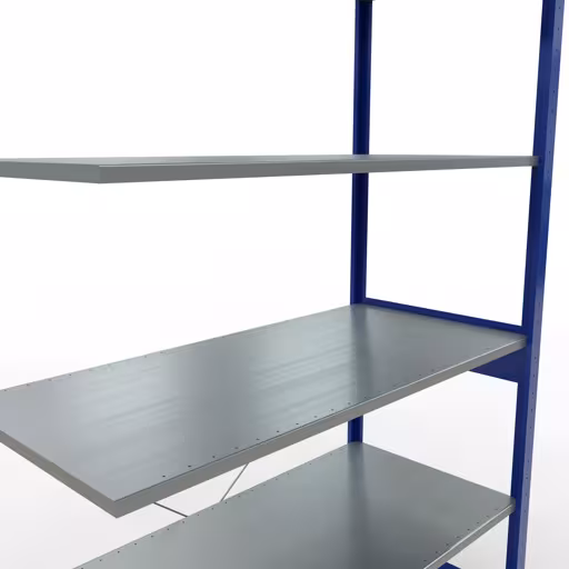 Extra afbeelding van het artikel Aanbouwplank, legbord, insteeksysteem MULTIplus150, 2500 x 1300 x 600 mm, 6 legborden, RAL 5010 gentiaanblauw/verzinkt vanaf aanbouwplank