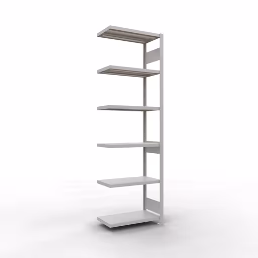 Afbeelding nr. 12 van het artikel aanbouwrekken, legbordstellingen, insteeksysteem MULTIplus250, 2500 x 750 x 400 mm, 6 legborden, lengtestangen, RAL 7035 lichtgrijs uit de productgroep insteeksysteem van Schulte Lagertechnik