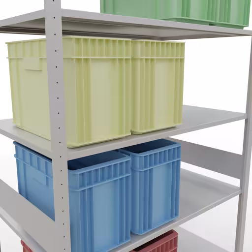 Basisplank, legbord, insteeksysteem MULTIplus150, 3000 x 1300 x 800 mm, 7 legborden, lengtestangen, RAL 7035 lichtgrijs van het merk Schulte Lagertechnik uit het assortiment insteeksysteem