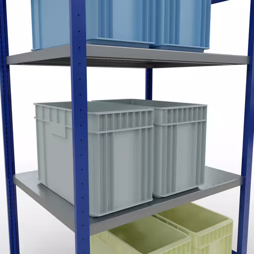 Basisplank, legplank, insteeksysteem MULTIplus330, 2000 x 1000 x 800 mm (HxBxD), 5 legborden, lengtestangen, RAL 5010 gentiaanblauw/verzinkt uit de categorie basisplanken met de GTIN 4004514285928 Basisplank, legbord, insteeksysteem MULTIplus330, 2000 x 1000 x 800 mm, 5 legborden, lengtestangen, RAL 5010 gentiaanblauw/verzinkt van Schulte Lagertechnik uit het assortiment insteeksysteem