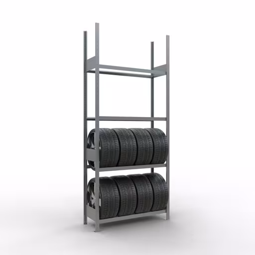 Figuur nr. 12 van het artikel basisrek, wielen-/bandenrek, 2750 x 1150 x 400 mm, verzinkt, 4 opslagniveaus met 150 kg vakbelasting per niveau uit de productgroep legbordstellingen van Schulte Lagertechnik