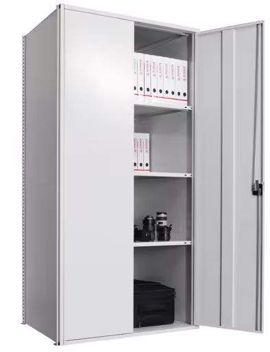 Extra afbeelding van het artikel Vleugeldeurkast, basisplank 2000 x 1000 x 500 mm, RAL 7035 lichtgrijs/gegalvaniseerd, 5 MULTIplus150 planken, zijwanden, achterwand, 1 stuk draaideur uit de categorie insteeksysteem