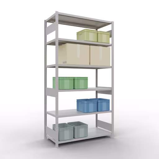 Productafbeelding nr. 14 van het artikel basisplank, legbord, insteeksysteem MULTIplus250, 2500 x 1300 x 600 mm (HxBxD), 6 legborden, lengtestangen, RAL 7035 lichtgrijs Figuur nr. 14 van het artikel basisplank, legbord, insteeksysteem MULTIplus250, 2500 x 1300 x 600 mm, 6 legborden, lengtestangen, RAL 7035 lichtgrijs uit de productgroep insteeksysteem van Schulte Lagertechnik.