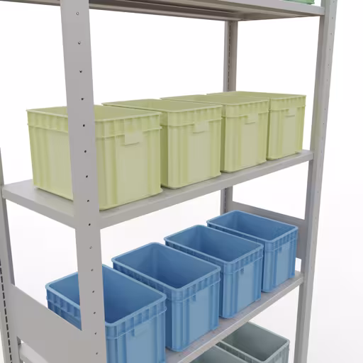 Basisplank, legplank, insteeksysteem MULTIplus150, 3000 x 1000 x 400 mm (HxBxD), 7 legborden, lengtestangen, RAL 7035 lichtgrijs met artikelnr. 32642-LR Basisplank, legplank, insteeksysteem MULTIplus150, 3000 x 1000 x 400 mm, 7 planken, RAL 7035 lichtgrijs van Schulte Lagertechnik uit de categorie insteeksystemen