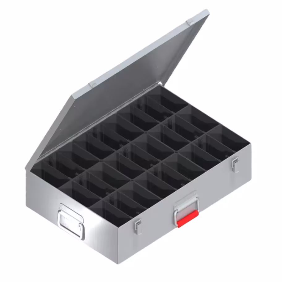 Ortwein fittingkoffer van plaatstaal 9 binnendozen van Ortwein Ortwein inbouwkoffer van plaatstaal, 9 binnenboxen, organisatiesystemen & werkplaatswagens, artikelnr. IP030