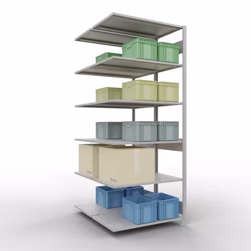 Aanbouwrekken, dubbele rekken, rekkensysteem MULTIplus150, 2500 x 1000 x (2x600) mm (HxBxD), 2x6 planken, kruisschoor, RAL 7035 lichtgrijs uit de categorie dubbele rekken met de GTIN 4004514208415 Aanbouwrekken, dubbele rekken, rekkensysteem MULTIplus150, 2500 x 1000 x (2x600) mm, 2x6 planken, RAL 7035 lichtgrijs van het merk Schulte Lagertechnik uit het rekkenprogramma