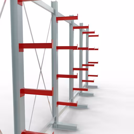 Afbeelding nr. 11 van het artikel K 3000 complete stelling, eenzijdig, 2500 x 6500 x 400 mm, RAL 7001 / RAL 3000, 5 opslagniveaus uit de productgroep draagarmstellingen van Schulte Lagertechnik