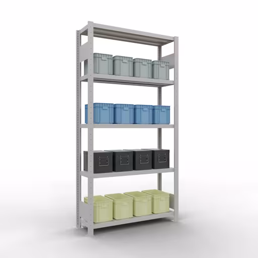 Figuur nr. 14 van het artikel basisrek, legbord, insteeksysteem MULTIplus330, 2000 x 1000 x 300 mm, 5 legborden, lengtestangen, RAL 7035 lichtgrijs uit de productgroep insteeksysteem van Schulte Lagertechnik.