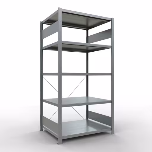 Basisplank, legplank, insteeksysteem MULTIplus250, 2000 x 1000 x 800 mm (HxBxD), 5 legborden, kruisschoor, verzinkt, basisplank, art.nr. 12980