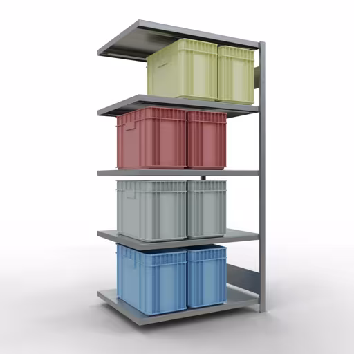 Figuur nr. 10 van het artikel aanbouwrekken, legbordstellingen, insteeksysteem MULTIplus250, 2000 x 1000 x 800 mm (HxBxD), 5 legborden, verzinkt uit de productgroep insteeksysteem van het merk Schulte Lagertechnik.